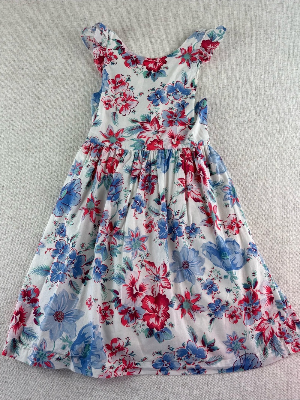 Gap Girls M(8) crisscrossed back Floral Sundress with Red & Blue Flowers cotton